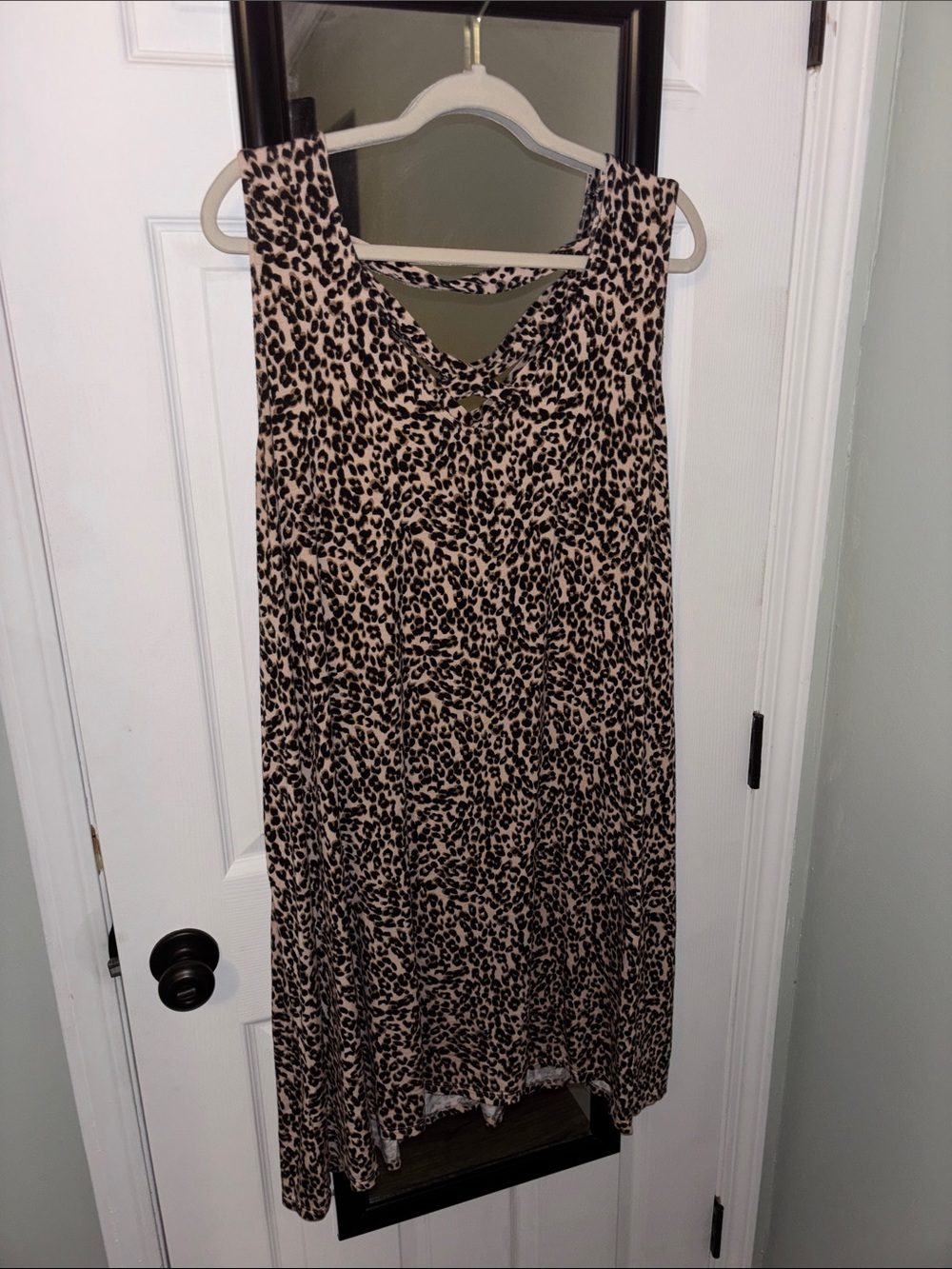 Maurices Leopard Print Midi Dress- 24/7 sleeveless criss cross back dress